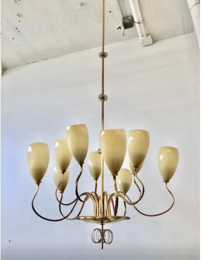 Paavo Tynell A pair of large 10 Lights Chandelier by Paavo Tynell for Idman Oy