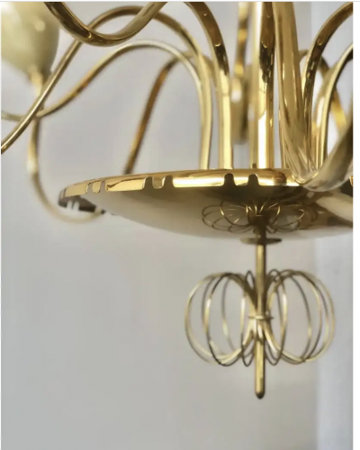 Paavo Tynell A pair of large 10 Lights Chandelier by Paavo Tynell for Idman Oy