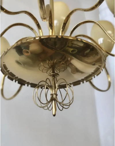 Paavo Tynell A pair of large 10 Lights Chandelier by Paavo Tynell for Idman Oy