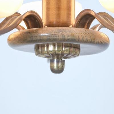 Paavo Tynell Art Deco Paavo Tynell Pendant in Brass Birch Opaline Glass Taito 1940s