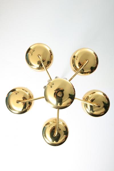 Paavo Tynell Brass and Crystal Chandelier in the Style of Paavo Tynell