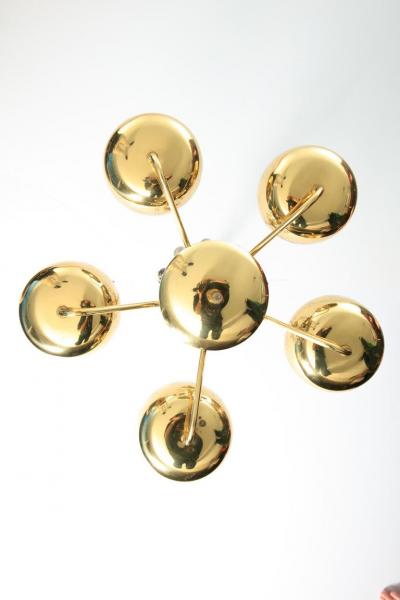 Paavo Tynell Brass and Crystal Chandelier in the Style of Paavo Tynell