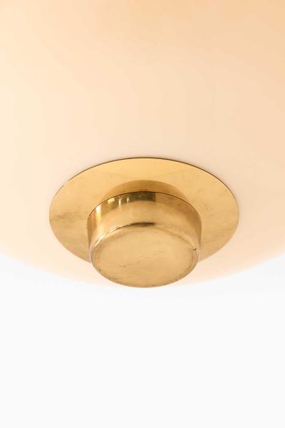 Paavo Tynell Ceiling Lamp Model 9045 in Brass Opaline Glass by Paavo Tynell 1950s
