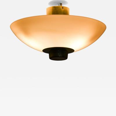 Paavo Tynell Ceiling Lamp Model 9045 in Brass Opaline Glass by Paavo Tynell 1950s
