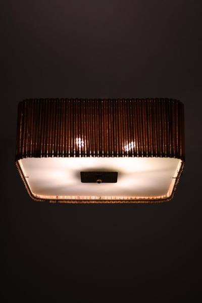 Paavo Tynell Ceiling Lamp in Brass and Glass by Paavo Tynell 1940s