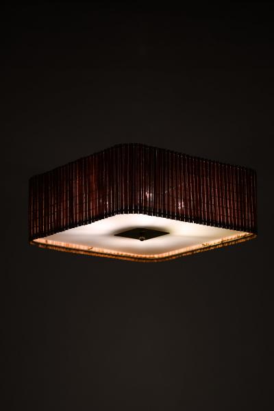 Paavo Tynell Ceiling Lamp in Brass and Glass by Paavo Tynell 1940s