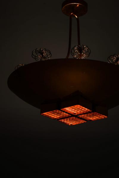 Paavo Tynell Ceiling Lamp in Copper and Brass by Paavo Tynell 1940s Taito Oy