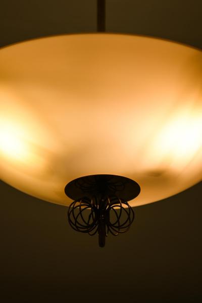 Paavo Tynell Ceiling Lamp with Brass and Glass in Cream by Paavo Tynell 1950s