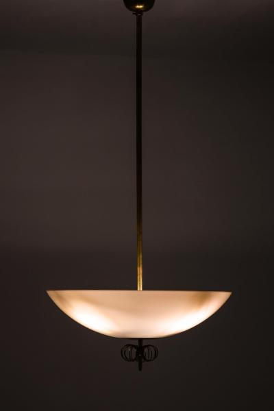 Paavo Tynell Ceiling Lamp with Brass and Glass in Cream by Paavo Tynell 1950s