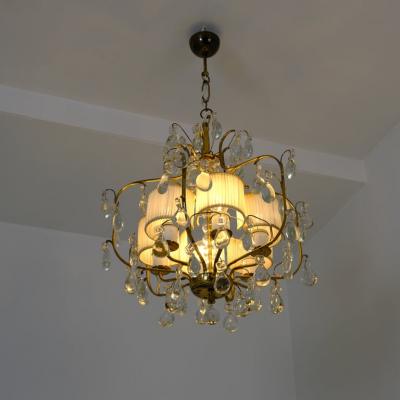 Paavo Tynell Classic Paavo Tynell Crystal Brass Chandelier Model 1487 Taito 1940s