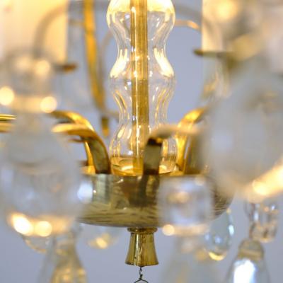 Paavo Tynell Classic Paavo Tynell Crystal Brass Chandelier Model 1487 Taito 1940s
