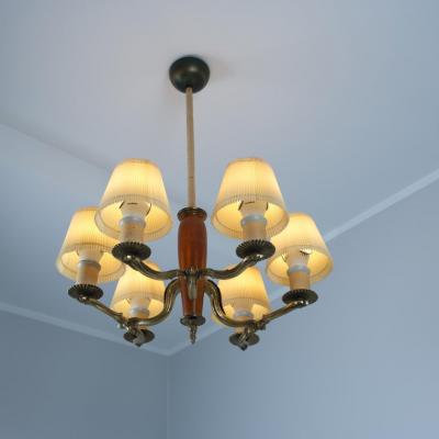 Paavo Tynell Classical Paavo Tynell Pendant Model 1355 in Brass String Birch Taito 1930s