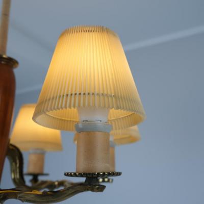 Paavo Tynell Classical Paavo Tynell Pendant Model 1355 in Brass String Birch Taito 1930s