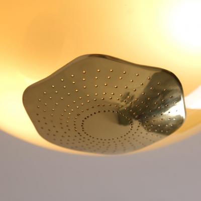 Paavo Tynell Commissioned Paavo Tynell Flush Mount Perforated Brass Glass Taito 1940s