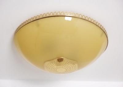 Paavo Tynell Commissioned Paavo Tynell Flush Mount Perforated Brass Glass Taito 1940s