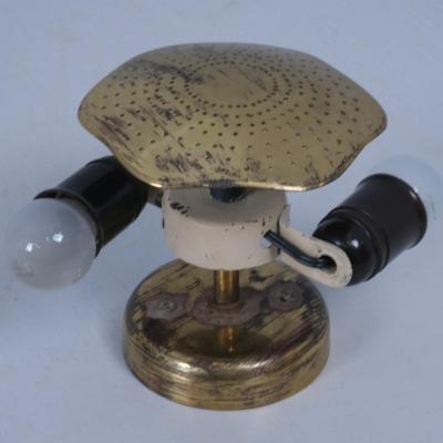 Paavo Tynell Commissioned Paavo Tynell Flush Mount Perforated Brass Glass Taito 1940s