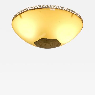 Paavo Tynell Commissioned Paavo Tynell Flush Mount Perforated Brass Glass Taito 1940s