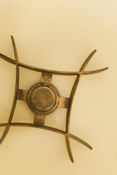 Paavo Tynell Early Ceiling Lamp in Black Metal Opaline Glass Brass by Paavo Tynell 1940s