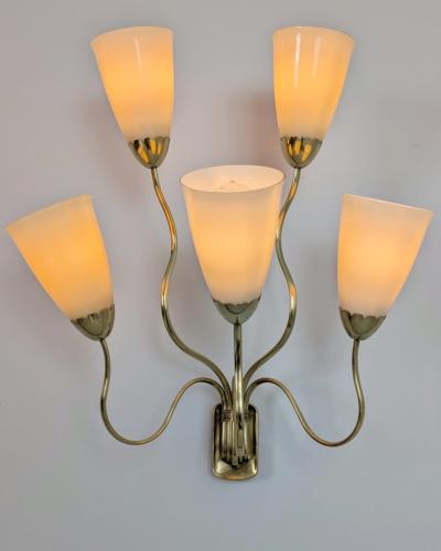 Paavo Tynell Important Pair of Paavo Tynell Wall Lamps for Kuusihokki Restaurant Taito 1940s