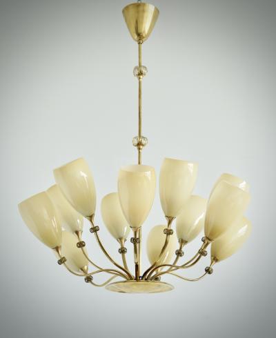 Paavo Tynell Large 12 lights Chandelier by Paavo Tynell for Idman 