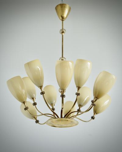 Paavo Tynell Large 12 lights Chandelier by Paavo Tynell for Idman 