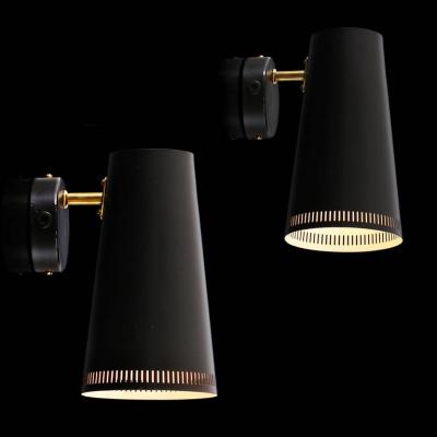 Paavo Tynell Large Pair of Paavo Tynell Black Wall Lights for Taito Oy