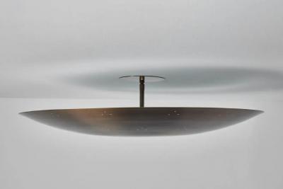 Paavo Tynell Large Two Enlighten Rey Perforated Patinated Brass Dome Ceiling Lamp