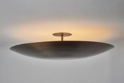 Paavo Tynell Large Two Enlighten Rey Perforated Patinated Brass Dome Ceiling Lamp