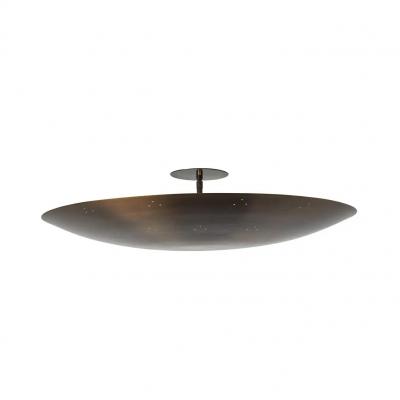 Paavo Tynell Large Two Enlighten Rey Perforated Patinated Brass Dome Ceiling Lamp
