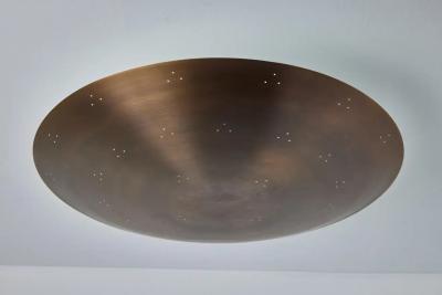 Paavo Tynell Large Two Enlighten Rey Perforated Patinated Brass Dome Ceiling Lamp