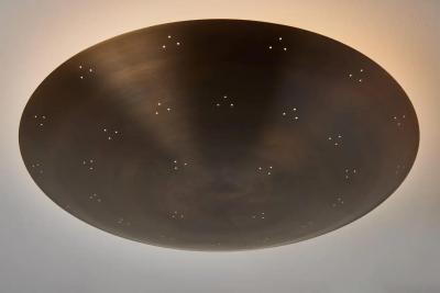 Paavo Tynell Large Two Enlighten Rey Perforated Patinated Brass Dome Ceiling Lamp
