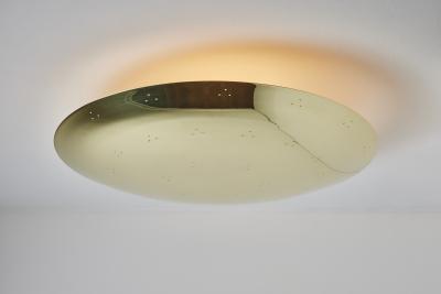 Paavo Tynell Large Two Enlighten Rey Perforated Polished Brass Dome Ceiling Lamp