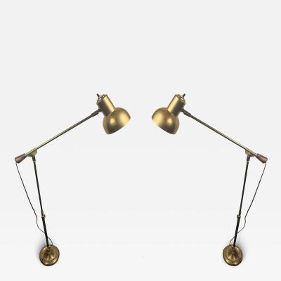 Paavo Tynell MID CENTURY ADJUSTABLE HEIGHT GOLDTONE FLOOR LAMPS