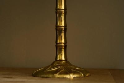 Paavo Tynell Mid Century Faux Bamboo Table Lamp in Sand Cast Brass 1960s