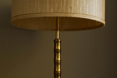 Paavo Tynell Mid Century Faux Bamboo Table Lamp in Sand Cast Brass 1960s
