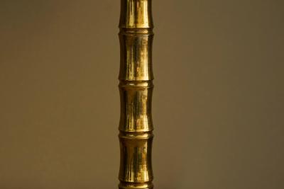 Paavo Tynell Mid Century Faux Bamboo Table Lamp in Sand Cast Brass 1960s