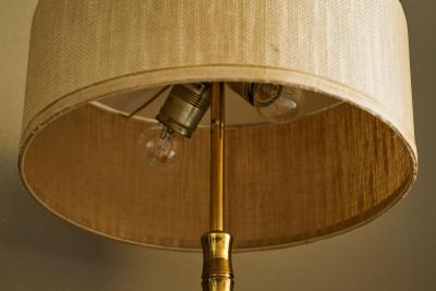 Paavo Tynell Mid Century Faux Bamboo Table Lamp in Sand Cast Brass 1960s