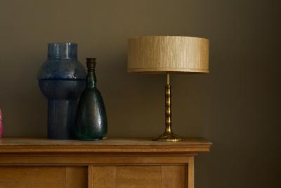 Paavo Tynell Mid Century Faux Bamboo Table Lamp in Sand Cast Brass 1960s