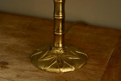 Paavo Tynell Mid Century Faux Bamboo Table Lamp in Sand Cast Brass 1960s