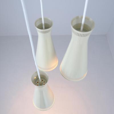 Paavo Tynell Mid Century Itsu Pendant Model ER 94 3 in Brass Pearl White Finland 1950s