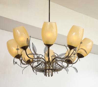 Paavo Tynell Model No 9028 9 8 Light Chandelier by Paavo Tynell