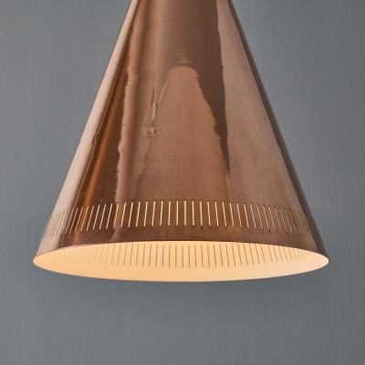 Paavo Tynell Monumental 1950s Conical Perforated Copper Pendant Attributed to Paavo Tynell