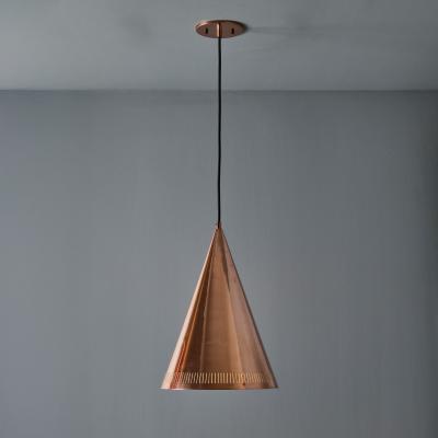 Paavo Tynell Monumental 1950s Conical Perforated Copper Pendant Attributed to Paavo Tynell