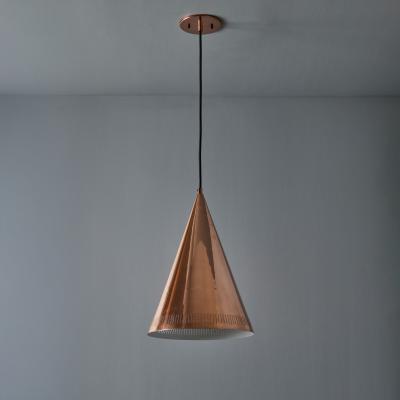 Paavo Tynell Monumental 1950s Conical Perforated Copper Pendant Attributed to Paavo Tynell
