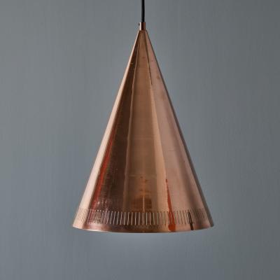 Paavo Tynell Monumental 1950s Conical Perforated Copper Pendant Attributed to Paavo Tynell