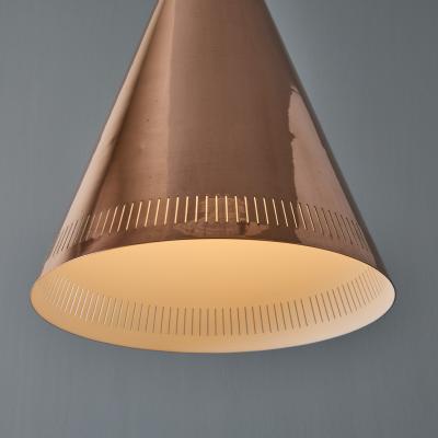 Paavo Tynell Monumental 1950s Conical Perforated Copper Pendant Attributed to Paavo Tynell
