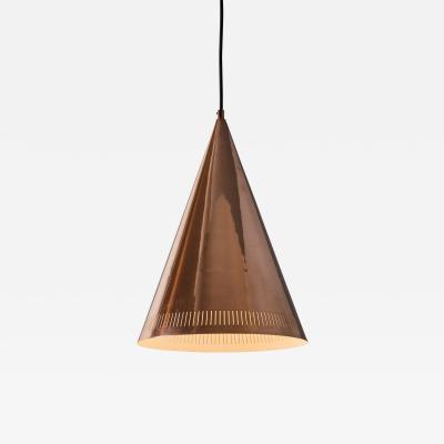 Paavo Tynell Monumental 1950s Conical Perforated Copper Pendant Attributed to Paavo Tynell