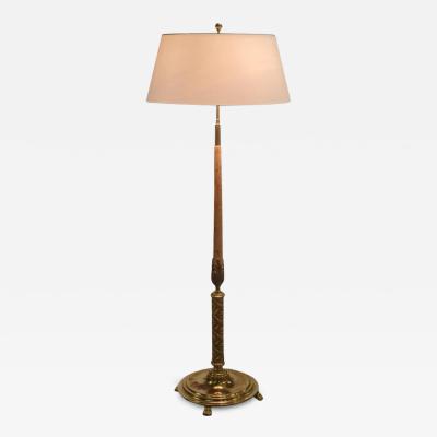 Paavo Tynell Monumental Floor Lamp Attributed to Paavo Tynell Brass and Silver Curly Birch