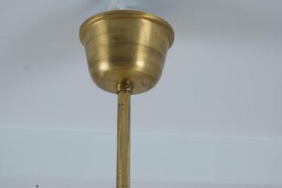 Paavo Tynell Monumental Paavo Tynell Art Deco Brass Opaline Lighting Fixture Taito 1930s