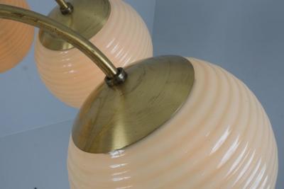 Paavo Tynell Monumental Paavo Tynell Art Deco Brass Opaline Lighting Fixture Taito 1930s